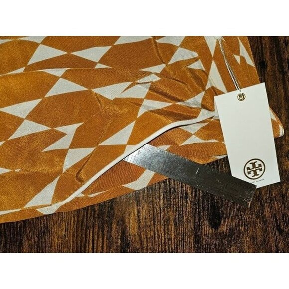 NWT Tory Burch Devi Pant in Gold Diamond Tile Size 6 - Picture 5 of 10